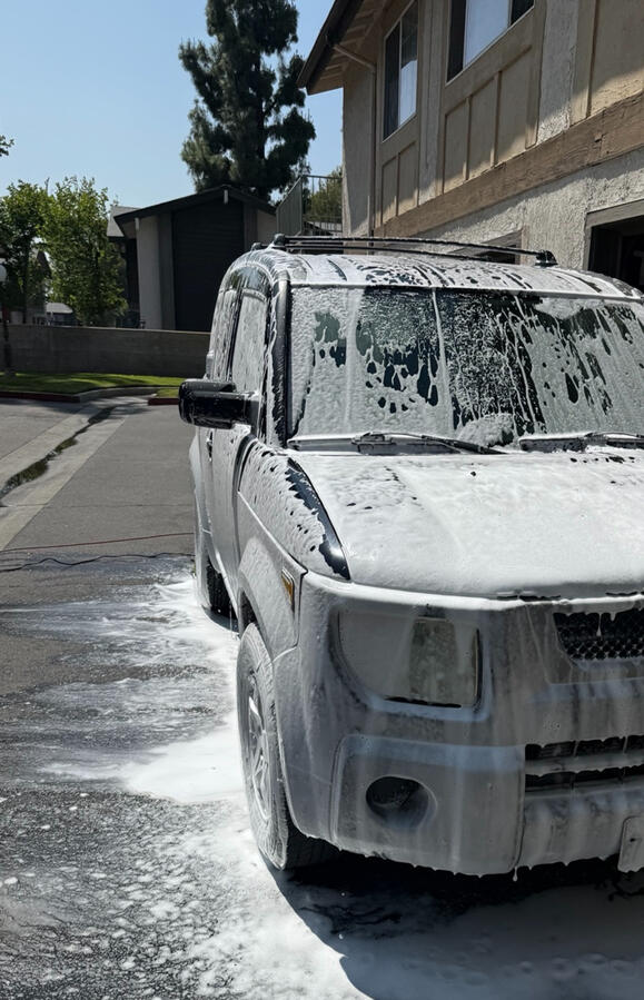 Honda Element covered in foam during an exterior wash Honda Element covered in foam during an exterior wash